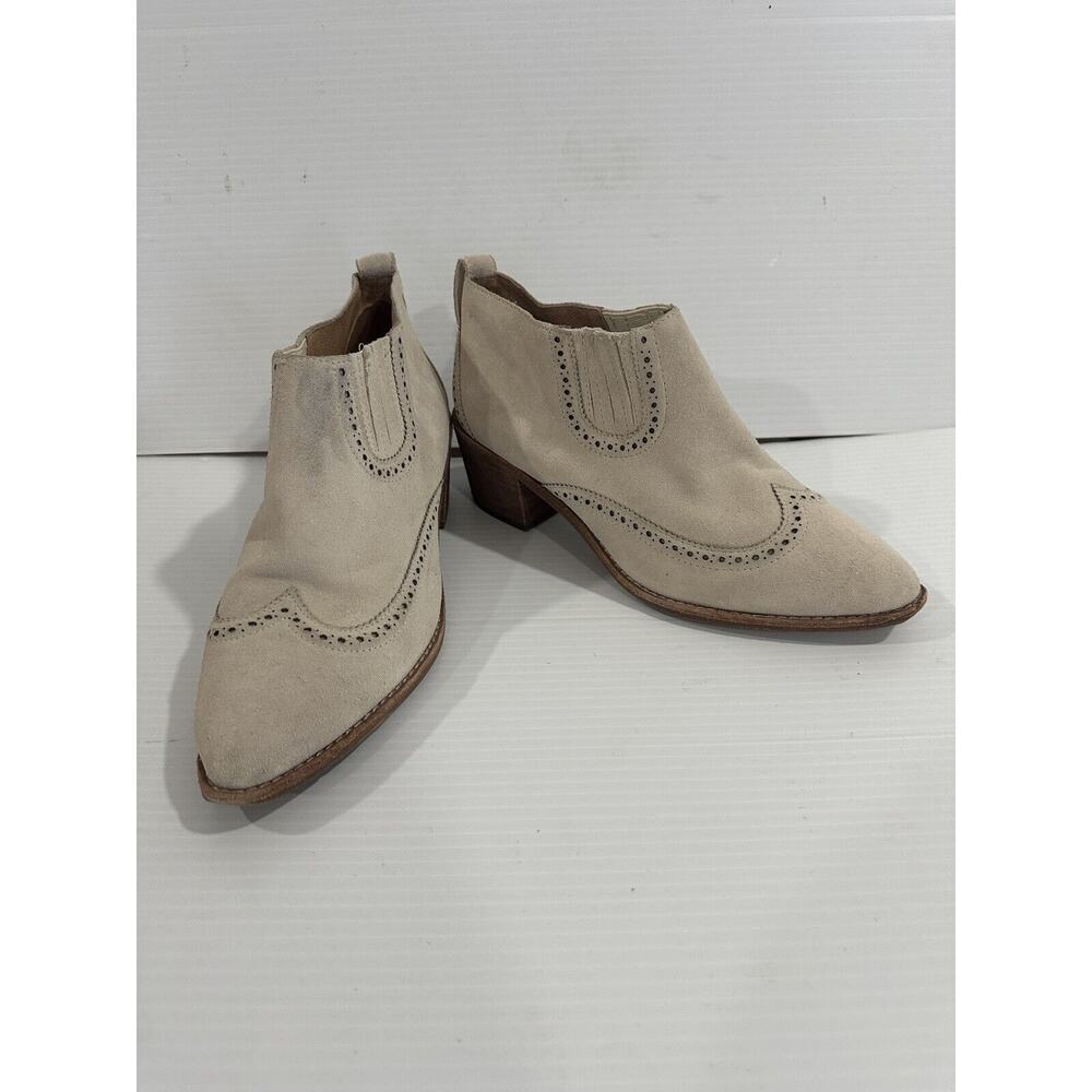 Madewell Grayson Womens Chelsea Boots Size 8.5 Beige Ivory Suede Western Bootie